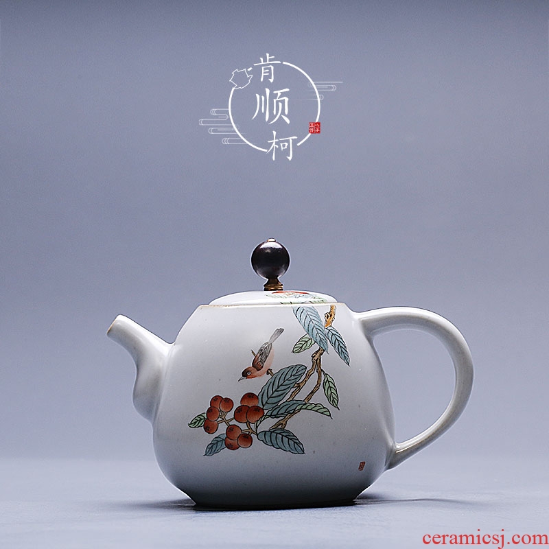 Your up loquat hand - made ceramic teapot single pot of large - sized jingdezhen household kunfu tea hand grasp pot of high - capacity of tea set