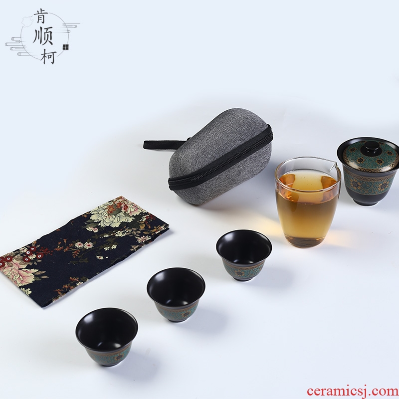 Jingdezhen ceramic crack cup travel wining a pot cup fashion office portable travel kung fu tea set