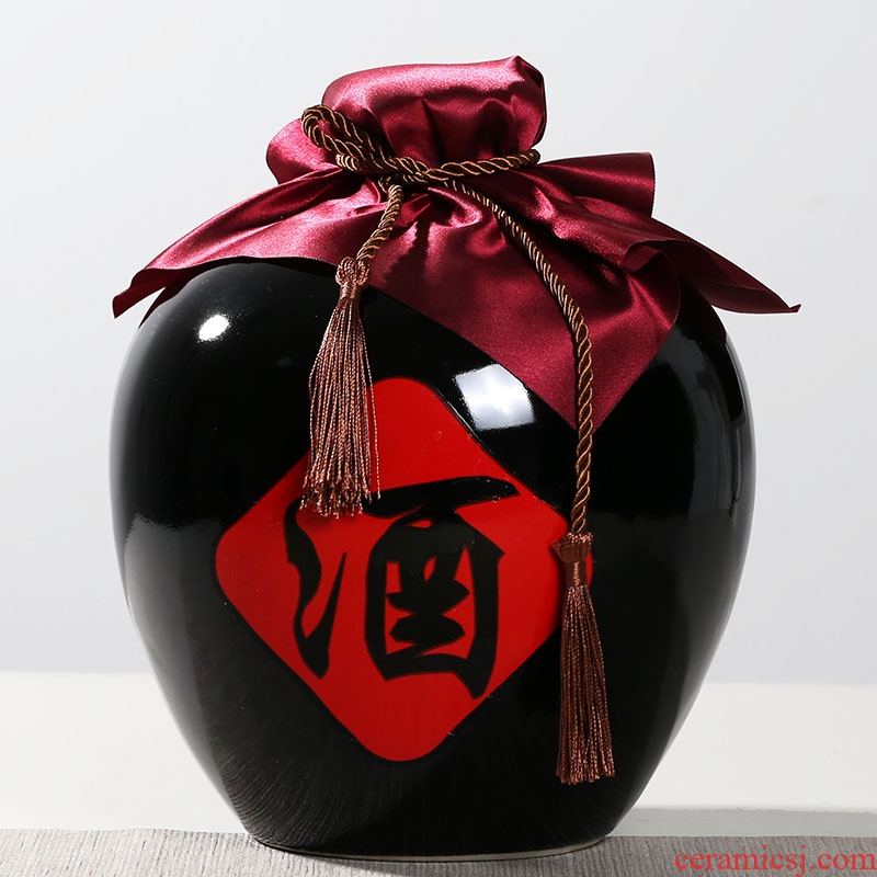 Jingdezhen ceramic household hip small bottle seal storage jars wine, black wine 1/2/3/5/10 kg