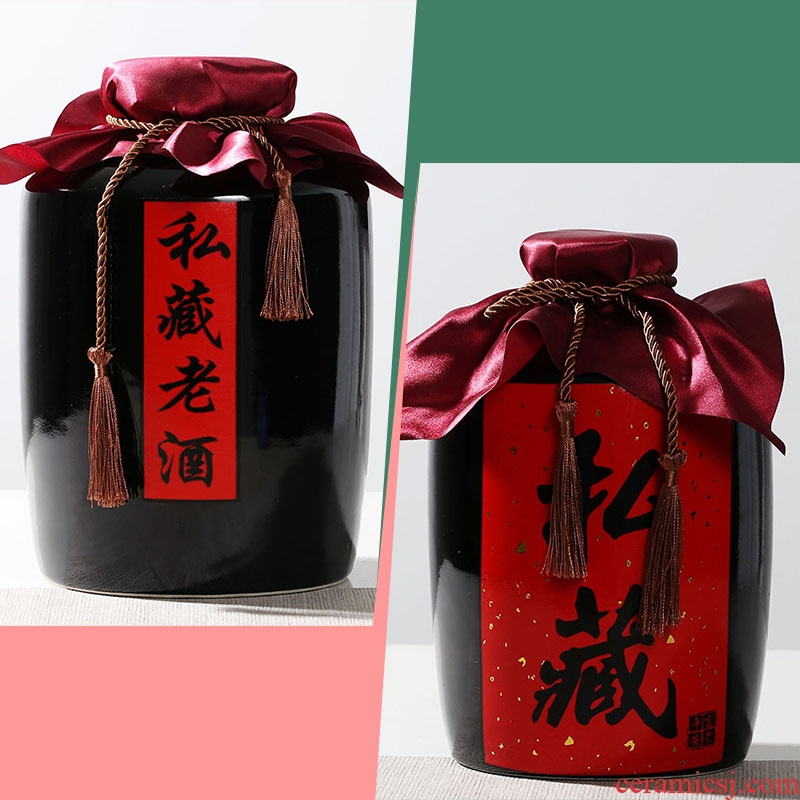 Jingdezhen ceramic jars with hip seal storage small wine bottles vintage wine 1/2/3/5/10 kg