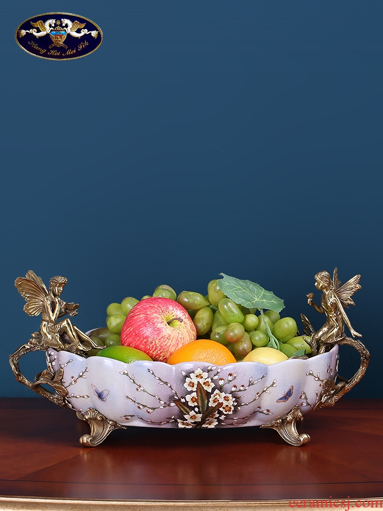 European American fruit bowl creative household luxurious sitting room of Chinese style household table table ceramic plate is placed