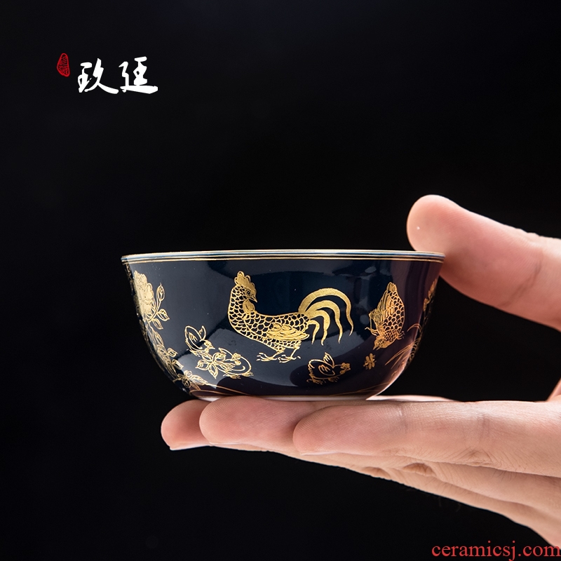 1:1 ji LanMing chenghua chicken color bucket cylinder cup of jingdezhen ceramics by hand paint kung fu tea master cup single CPU