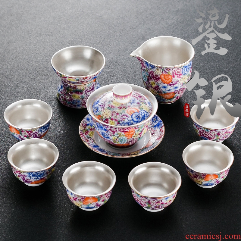 NiuRen ceramic kung fu tea colored enamel coppering. As silver tureen tea cups of tea sea contracted suits for the home office