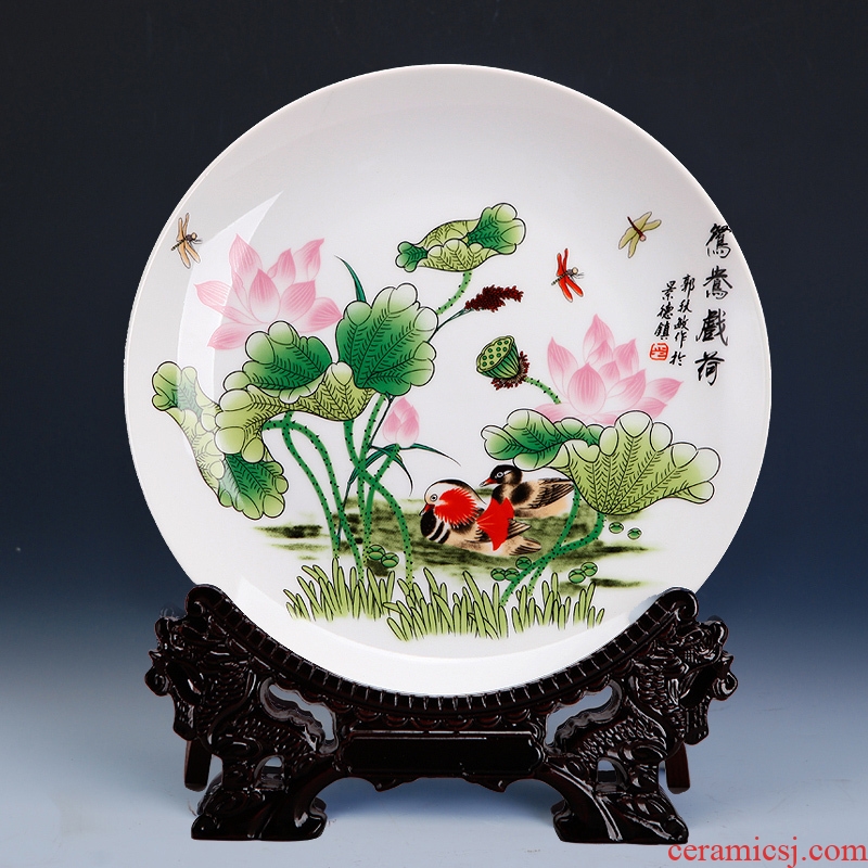 Jingdezhen porcelain chinaware lotus faceplate hang dish of rural household decoration decoration