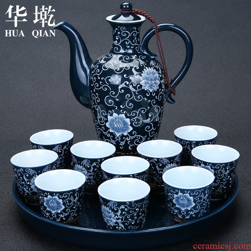 China Qian ceramic wine wine wine wine set points home wine pot liquor cup kit gift set