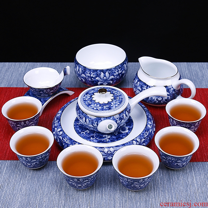 A good laugh, dehua white porcelain tea set the whole household ceramics kung fu tea tea kettle gift boxes
