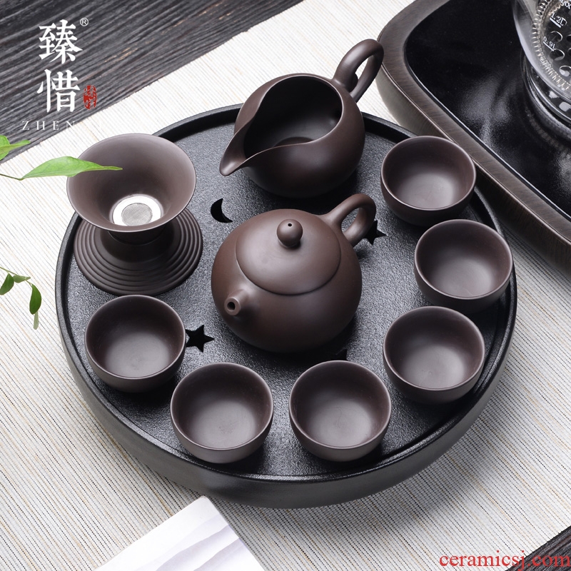 Become precious little black ceramic your up with violet arenaceous dry tea plate of kung fu tea set suit household contracted small Japanese tea cup teapot