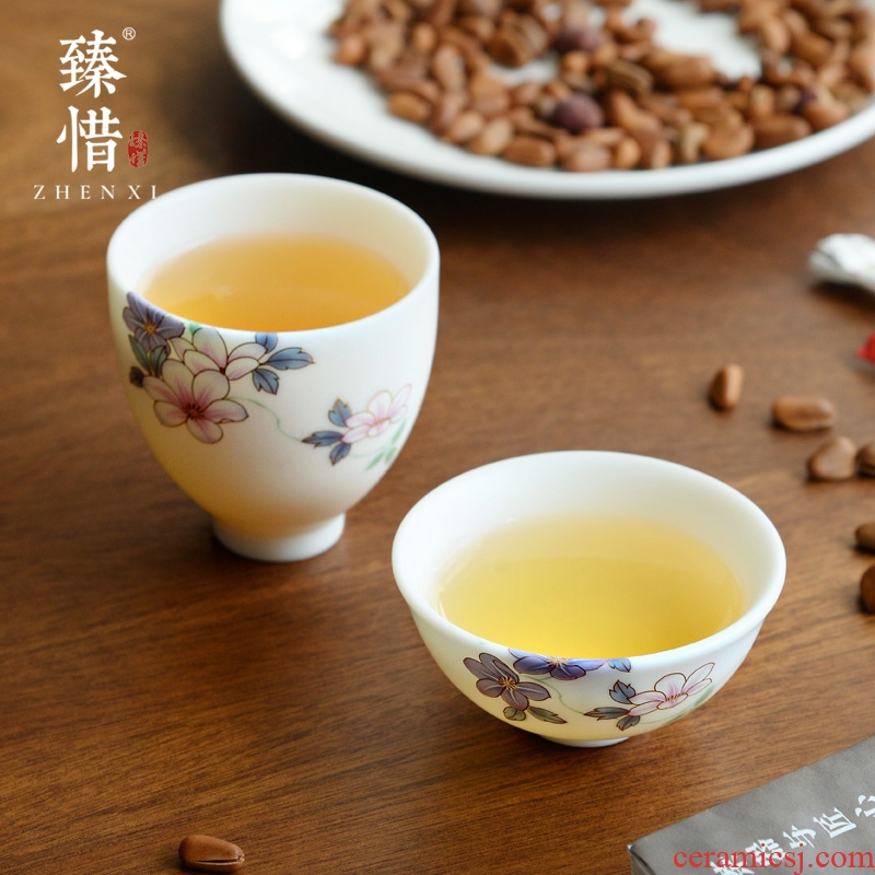 Become precious little Chinese dehua white porcelain tea set manual hand - made master cup cup sample tea cup suet jade porcelain ceramic cup
