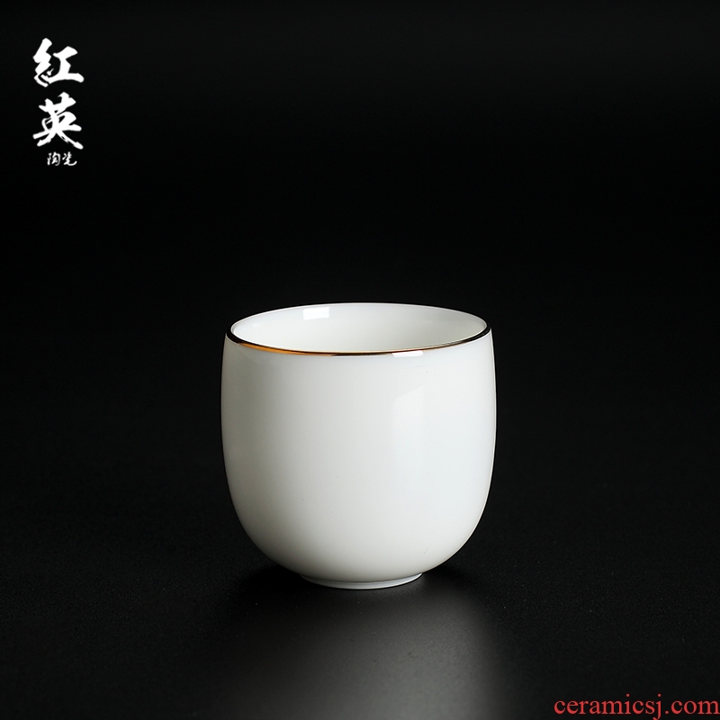 Hongying jingdezhen ceramic kung fu tea master cup single CPU thin body paint sweet white jade porcelain sample tea cup small tea cups