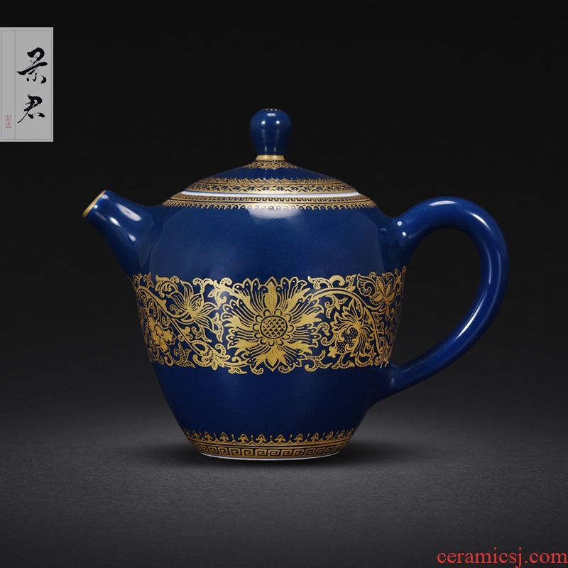 Hand - made ji jingdezhen blue paint pot home teapot kung fu tea set manual ceramic tea set teapot