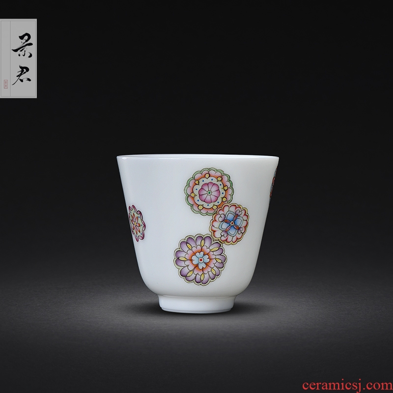Jingdezhen hand - made colored enamel sample tea cup small JingJun fragrance - smelling cup masters cup single glass ceramic cups
