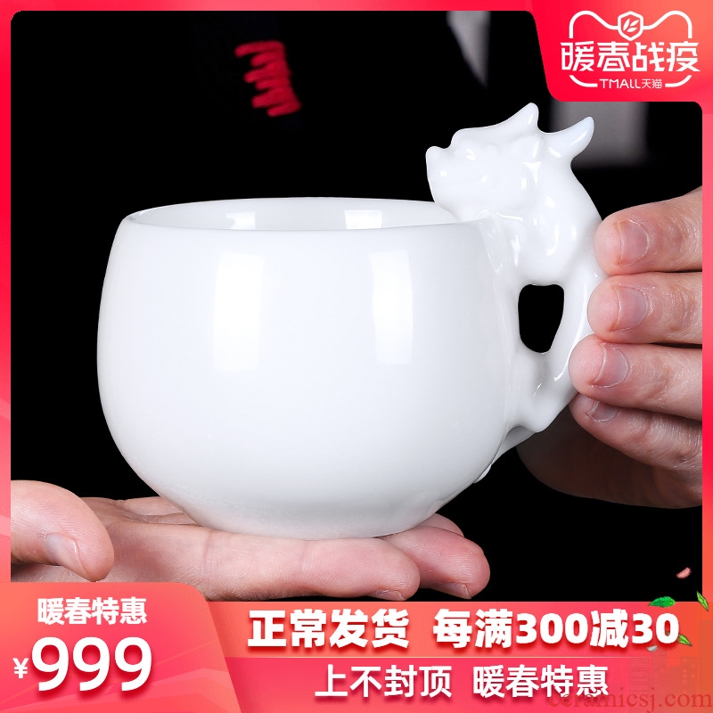 The Master artisan fairy Xu Fukun white porcelain longfeng to make tea cup dehua ceramic cups suet jade porcelain large Master CPU