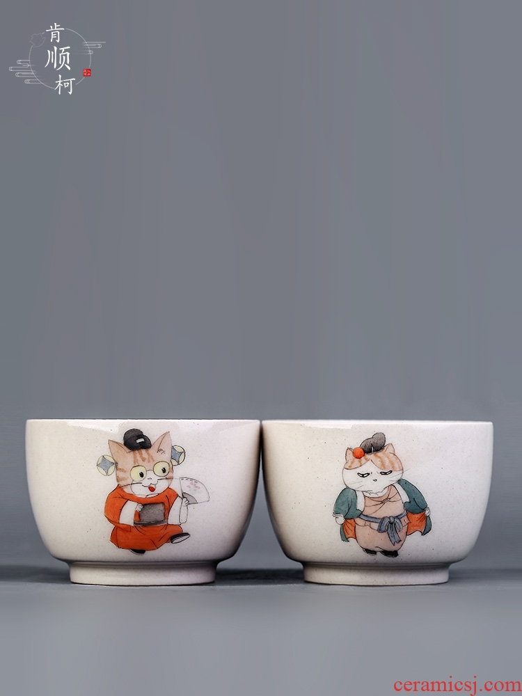 Jingdezhen ceramic individual plant ash glaze hand - made of cup sample tea cup masters cup female cats kung fu tea cups