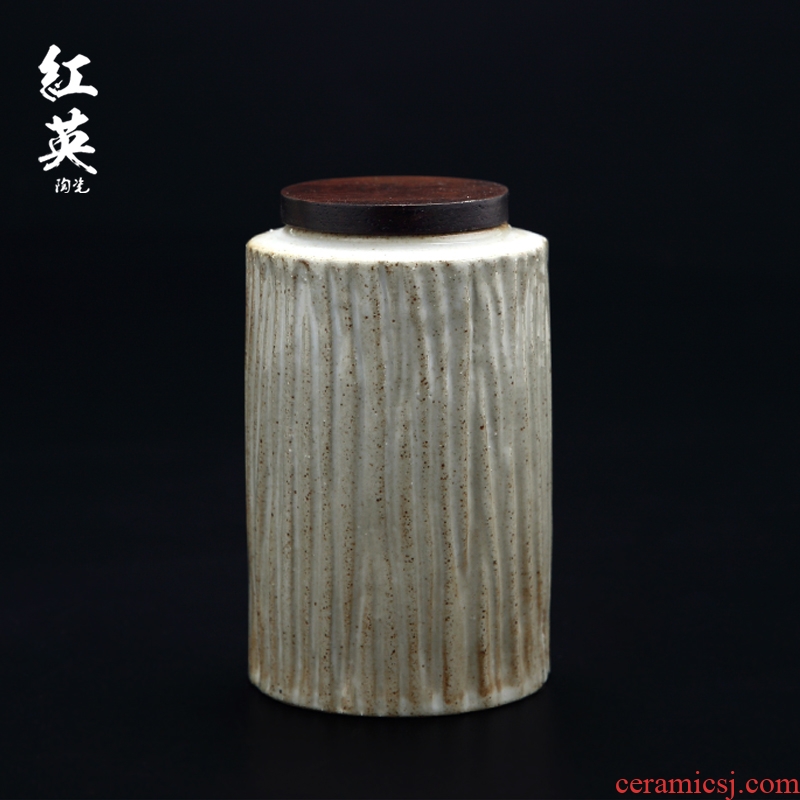 Red the jingdezhen ceramic seal storage warehouse storage tea pot archaize retro rough TaoXiaoZhong caddy fixings