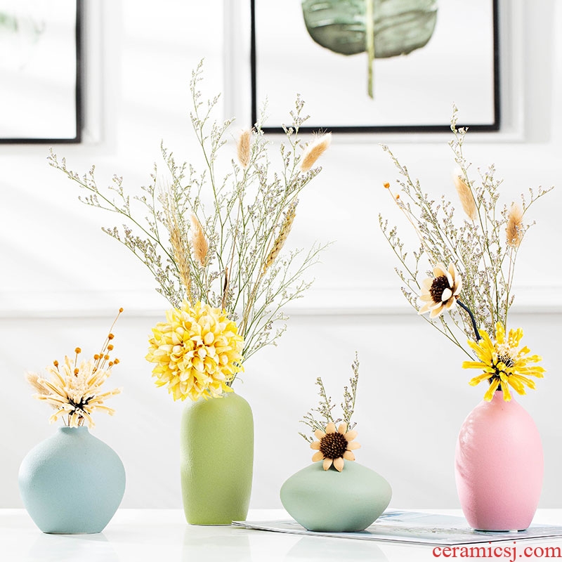 Ceramic vases, dried flower adornment furnishing articles furnishing articles contracted household decorative vase living room TV ark, furnishing articles arranging flowers