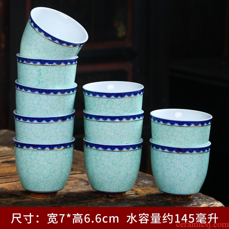 Tasted silver gilding blue and white porcelain ceramic cups, small Chinese bowl is kung fu tea set sample tea cup masters cup personal single cup of tea