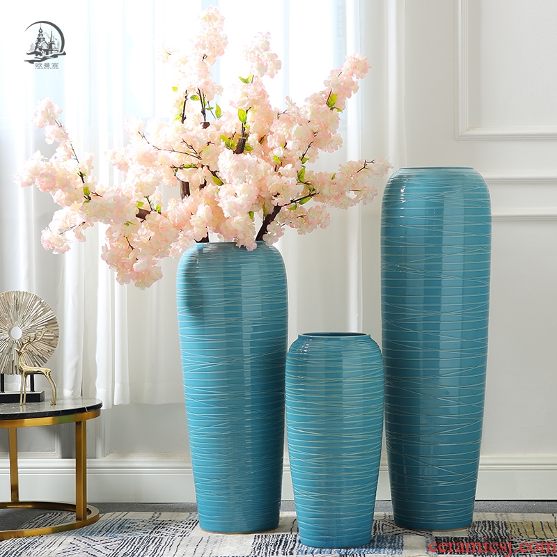 Lucky bamboo dried flowers big ceramic vase contracted and I furnishing articles flower arrangement sitting room ground villa home decoration