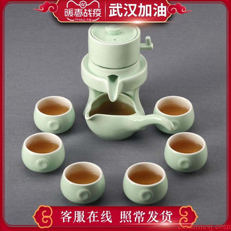 Contracted retro ceramic automatic tea sets family fortunes cups of a complete set of stone mill kung fu tea