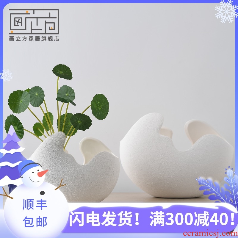 Cubic European white insert ceramic vase made penjing I and contracted household soft adornment sitting room decoration