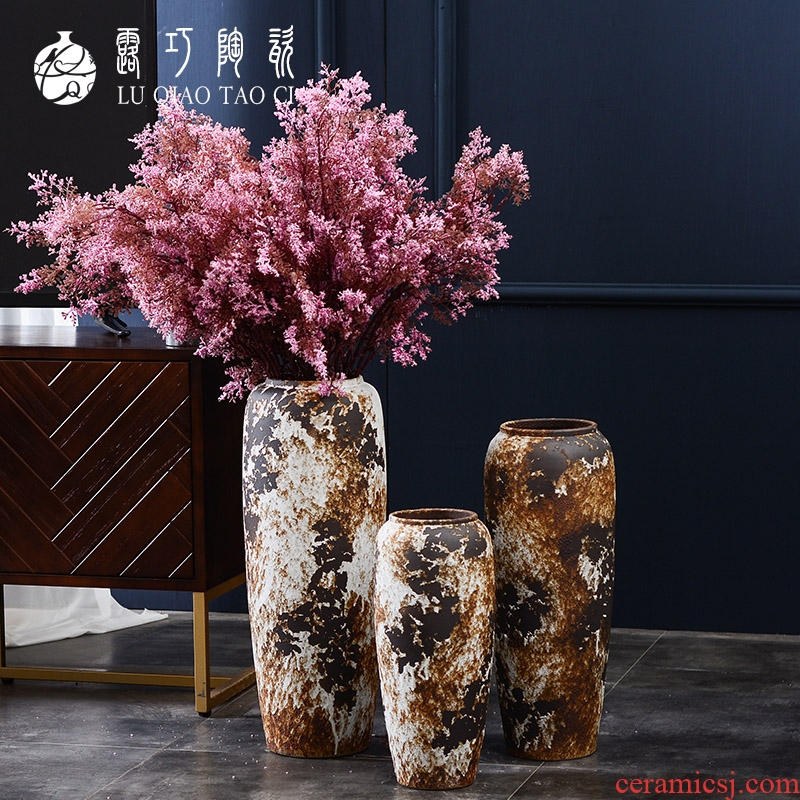 Lou qiao porch simulation brought large vases, flower arrangement sitting room be born place large earthenware jar flower implement retro nostalgia