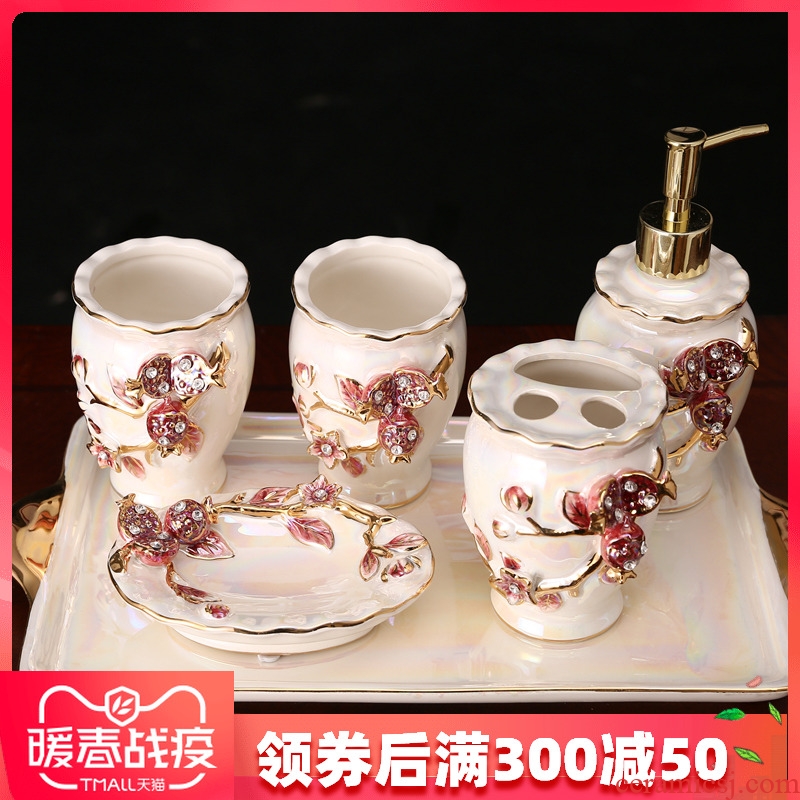 Set the fox sanitary ware has five gargle suit European ceramic lovers brushing beverage holder creative wedding gift