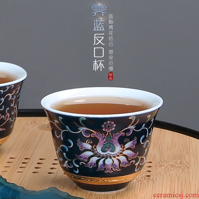 Blue and white porcelain ceramic cups kung fu noggin single CPU master cup tea sets tea bowl sample tea cup size
