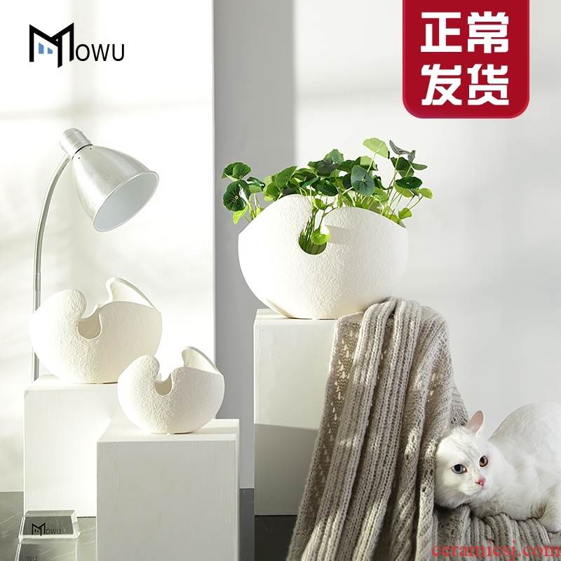 The house, The Nordic white ceramic shell vase creative dry flower vases, table of The sitting room adornment furnishing articles suit