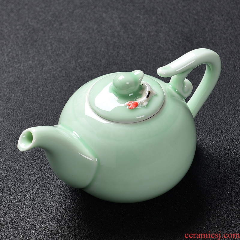 Laugh with celadon tea set ceramic teapot celadon fish single ceramic teapot kung fu tea tea