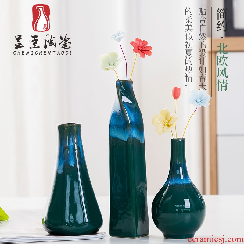 Jingdezhen ceramic hanging vases flower arranging furnishing articles I and contracted sitting room small and pure and fresh Nordic TV ark, adornment