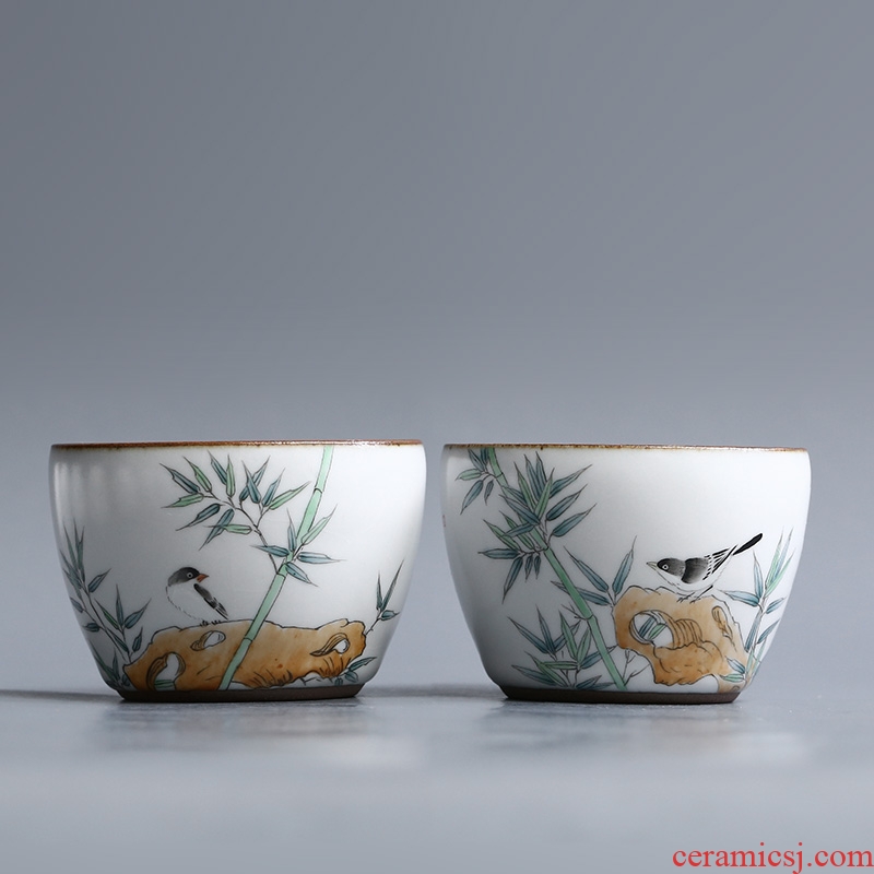 Jingdezhen pure manual kung fu masters cup hand - made between bamboo cups yiquan your up ceramic sample tea cup a cup of tea
