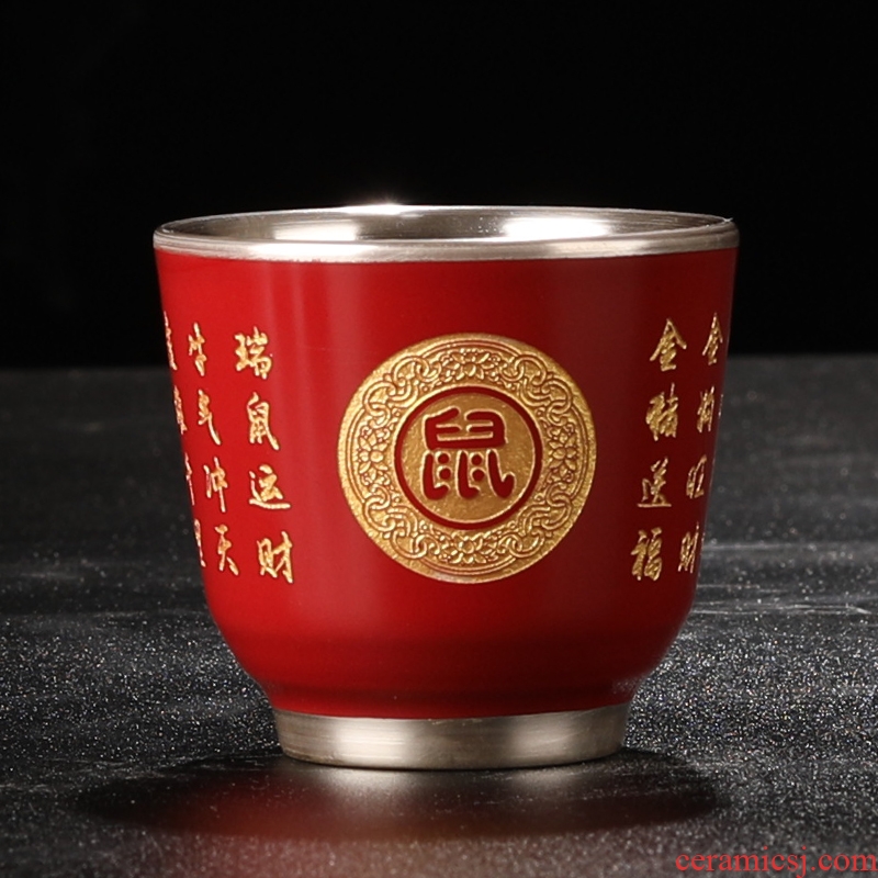 Ceramic cups kongfu tea sample tea cup, master cup single glass porcelain teacup benmingnian zodiac cups