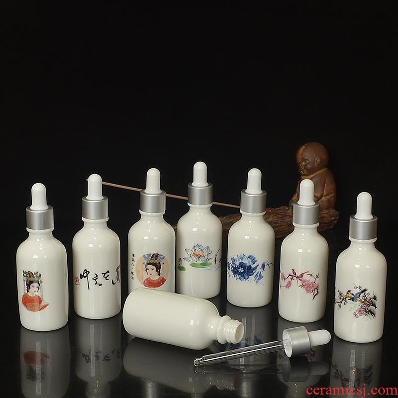 Cosmetics packaging bottles of soft glue dropper head essence oil incense pot small porcelain miniature ceramic sealed jar