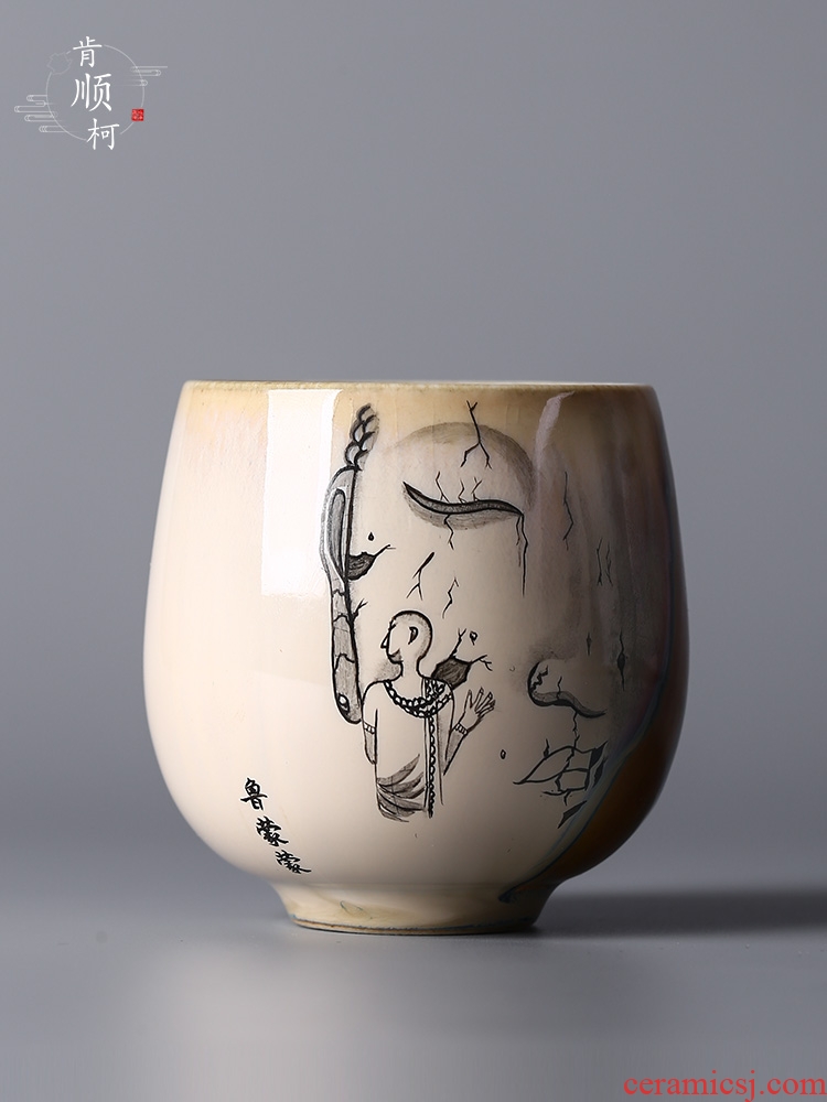 Jingdezhen hand - made the master sample tea cup cup pure manual variable glaze promise asked kunfu tea cups of tea cups