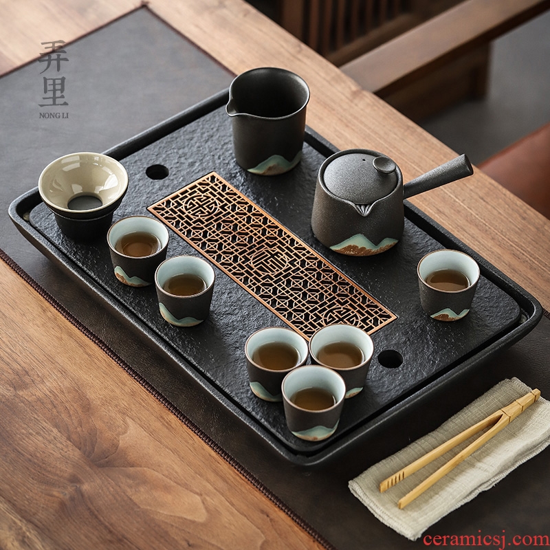 The Get | Japanese zen kung fu tea set office in contracted sharply Shi Gan mercifully tray table side of black pottery pot