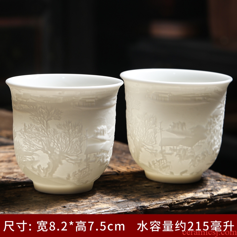 Small white porcelain ceramic cups set 6 pack sample tea cup masters cup kung fu suet jade cup pure white large