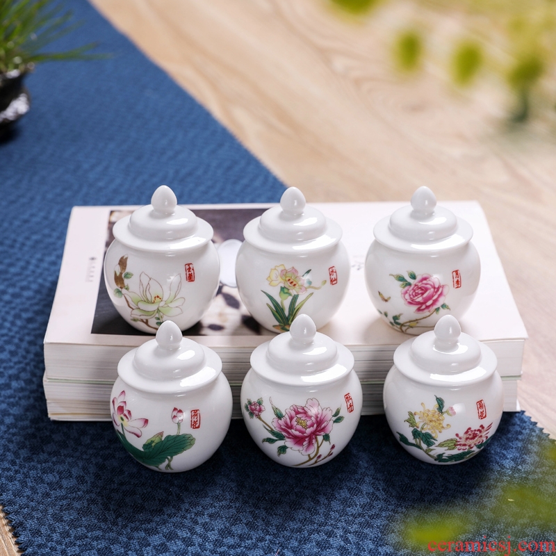 General ceramic new small jar of mini portable tank sealing small POTS travel pot powder porcelain custom - made