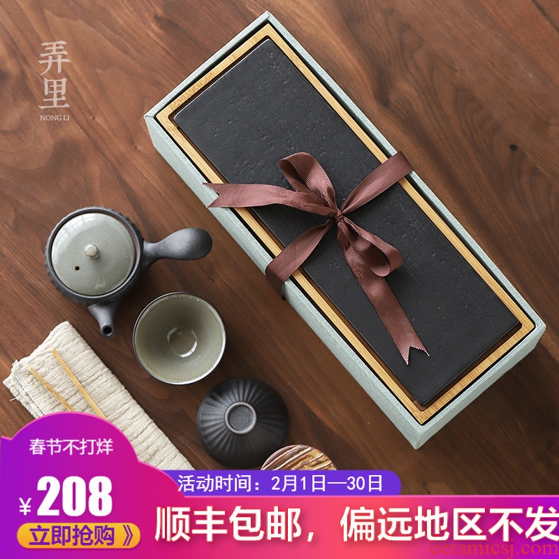 The Get | Japanese kung fu tea set and the wind in the rust glaze creative contracted ceramic gifts of a complete set of tea set gift box