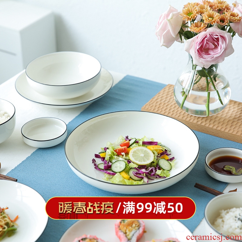 Sichuan island house, Japan and South Chesapeake ceramic black line side dishes contracted rice bowls spoons flavour dish plate PZ - 25
