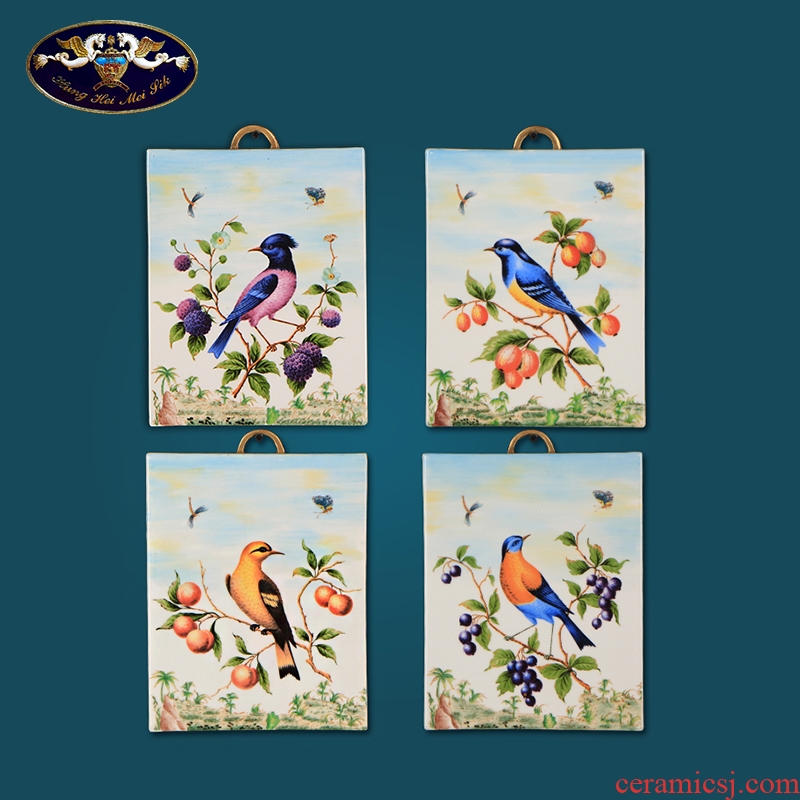 American country ceramic painting of flowers and birds sitting room adornment household soft adornment villa porch background wall hang a picture