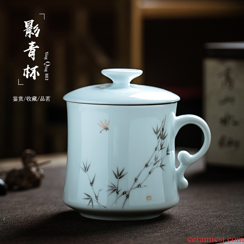 Contracted tea cup of ceramic filter cup with cover household water cup tea separation office cup kunfu tea cups