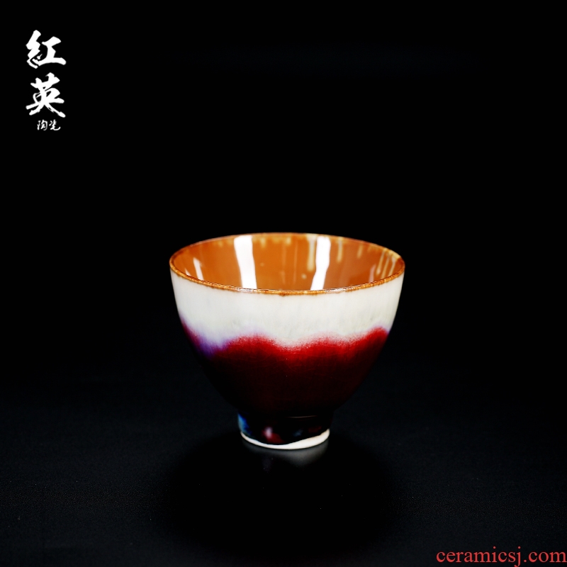 Red the jingdezhen ceramic kung fu tea tea set manually up household small sample tea cup master cup single CPU