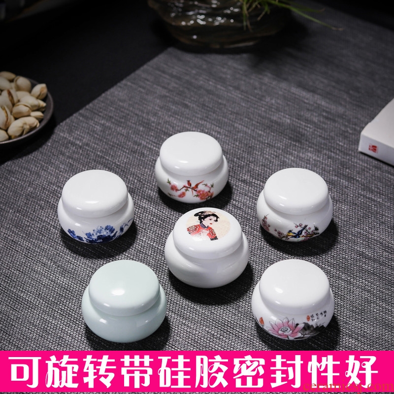 Small drum cosmetics porcelain antique new lotus paste Chinese medicine cream jars of ceramic paste pot Small POTS