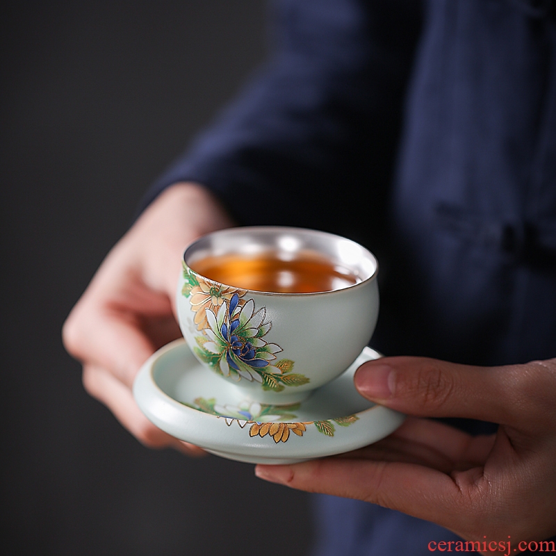 Your up ceramic tasted silver cup silver gilding kung fu tea set silver cup sample tea cup master cup pure manual small tea cups