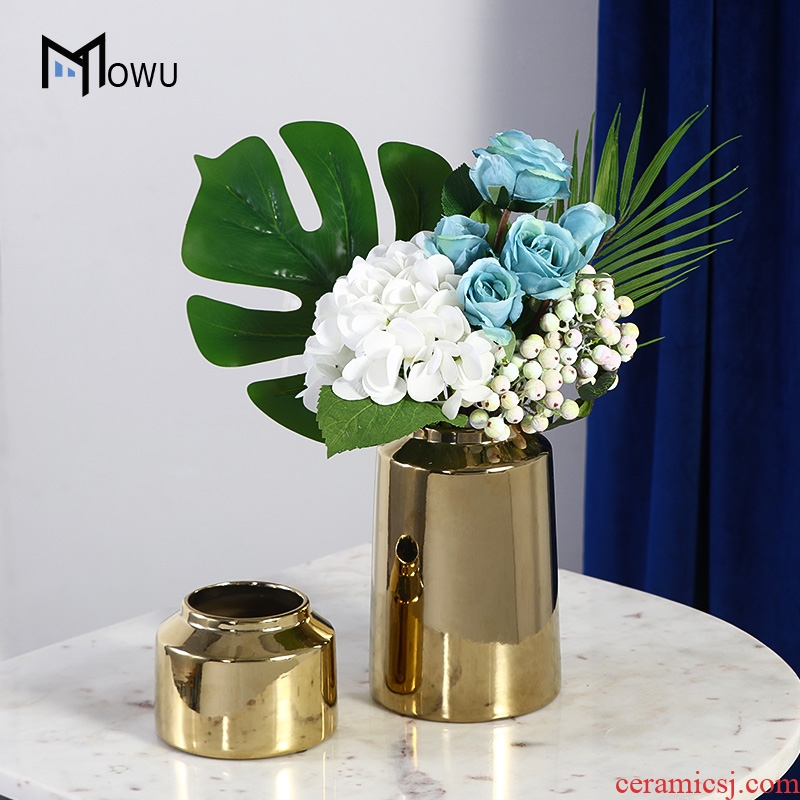 Light key-2 luxury table flower northern wind aureate ceramic vase furnishing articles flower arranging contracted sitting room of modern household soft adornment