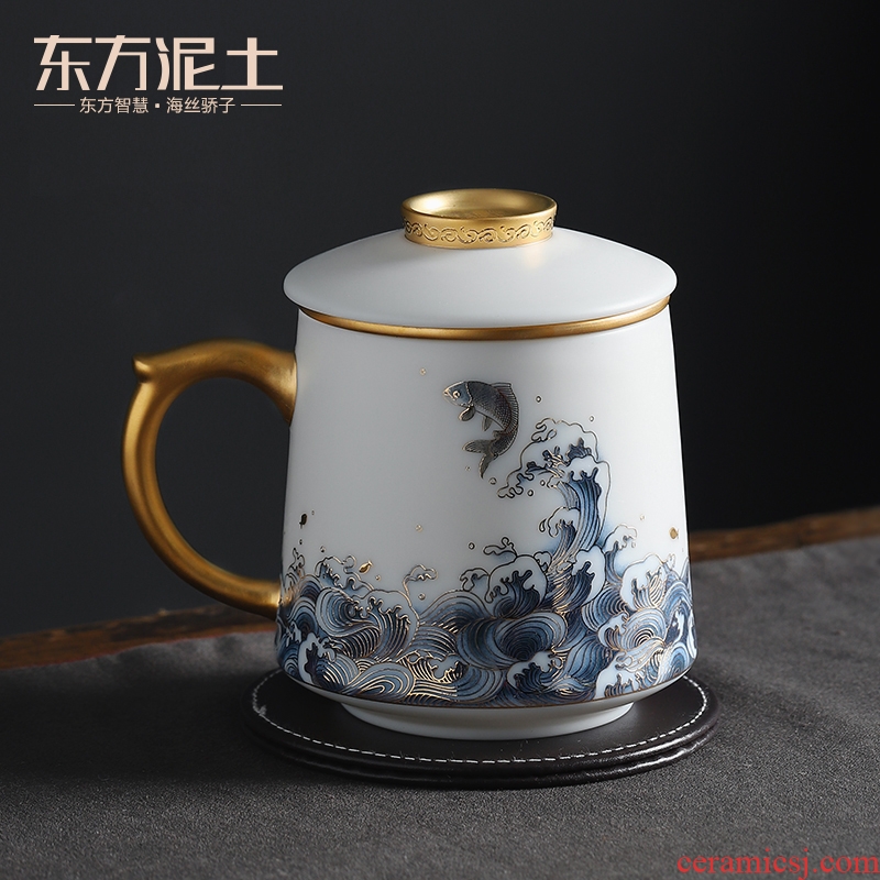 The east mud suet jade white porcelain office cup high - grade practical creative ceramic gifts company set annual meeting