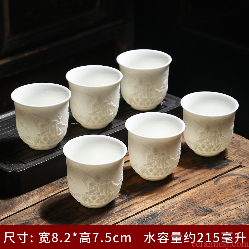 Dehua suet jade porcelain cup warm hand home big ceramic cups water cup tea cup with white glaze porcelain cup tea cup