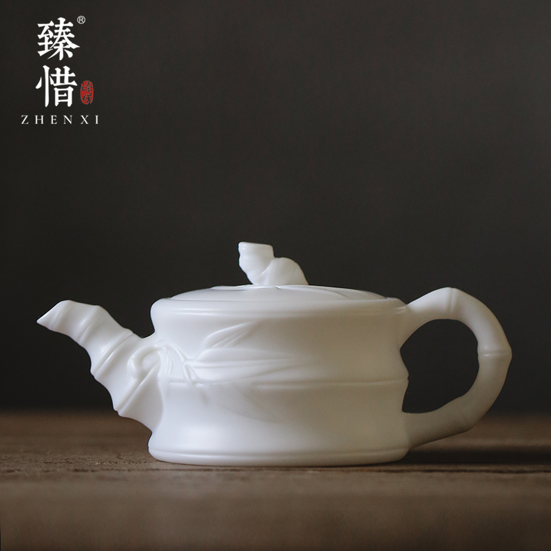 Become precious little thin foetus biscuit firing suet jade white porcelain teapot household kung fu tea teapot pure manual xi shi pot