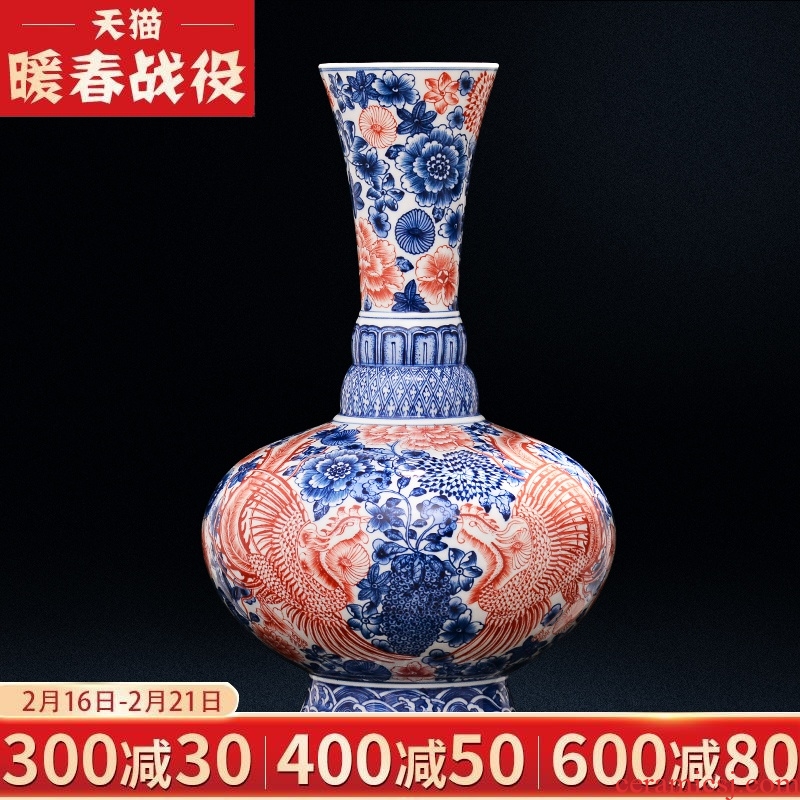 Jingdezhen ceramic vase hand - made archaize youligong blue and white porcelain Chinese rich ancient frame decorate the sitting room porch furnishing articles