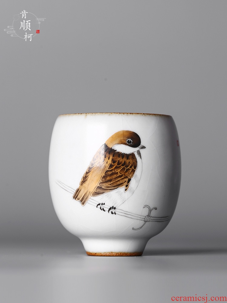 Jingdezhen ceramic cups bird cup hand - made master cup single CPU kung fu your up open sample tea cup tea set personal cup