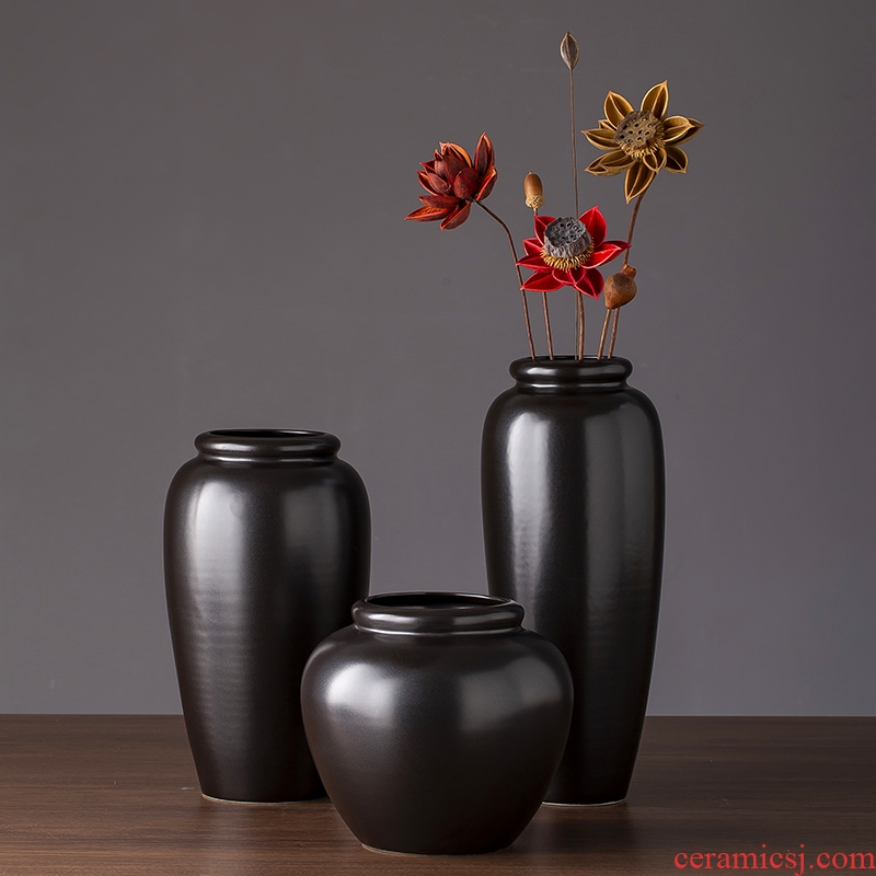2019 new black ceramic vase creative zen contracted and I sitting room place small vase do the vase